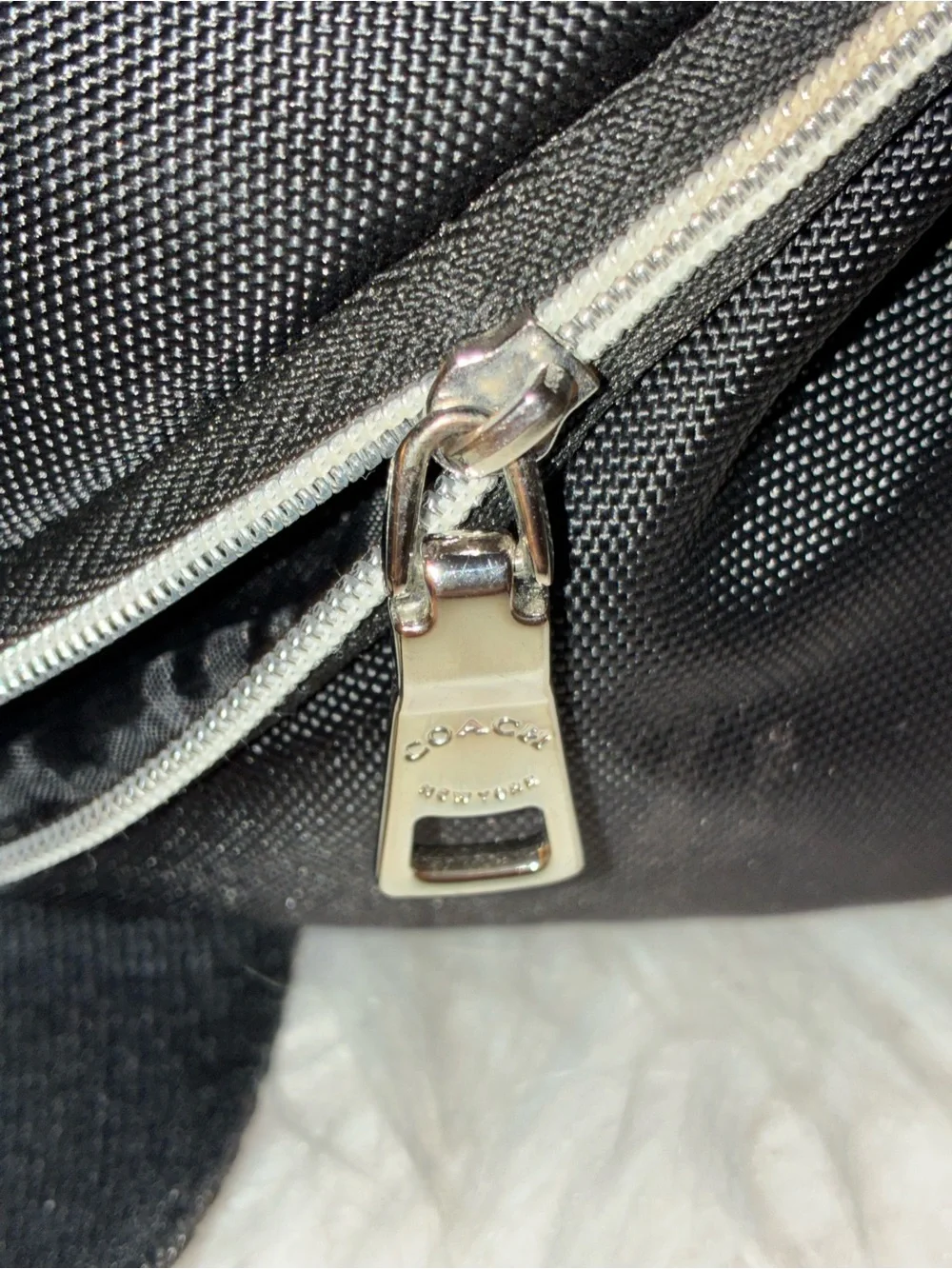 Like New Coach Black Fragrance Toiletry Bag with Silver Zip Unisex